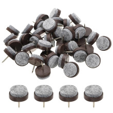 22mm Brown NailOn Furniture Felt Pads 40pcs Scratch Floor Protectors for Wooden Chair and Table Legs
