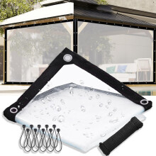 Clear Waterproof Tarp 6x10 FT Heavy Duty PVC Tarpaulin with Grommets UV Resistant Transparent Patio Cover
