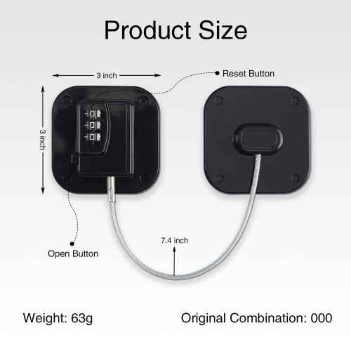 Refrigerator Lock with 3‑Digit Code, Keyless No‑Drill Child Safety Lock for Fridge, Freezer, Cabinet (1 Pack) 1