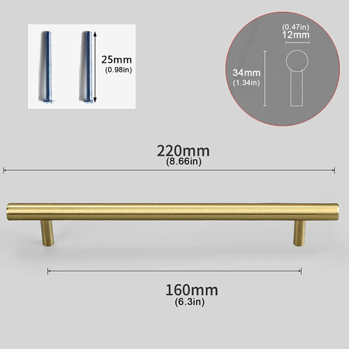 Modern Brushed Copper Cabinet Handle 160mm Hole Center, Durable Solid Construction for Kitchen Drawers 1
