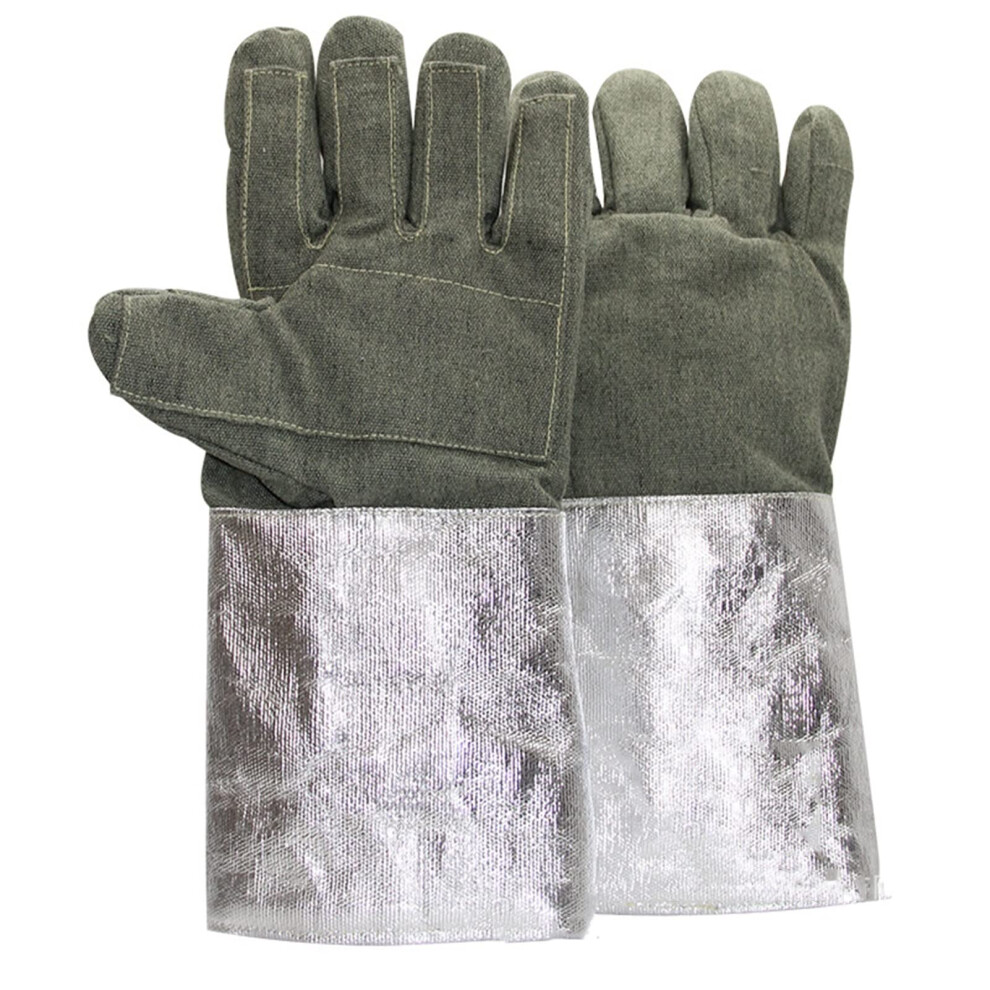 Heat Resistant Gloves With Aluminum Foil Backing, Aramid Fiber Bbq Grill Safety Mitts For Welding And Oven Use 9771547908678