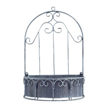 Rustic Iron Wall Mounted Planter with Removable Window Design Hanging Flower Pot for Balcony Garden Patio Indoor, Grey