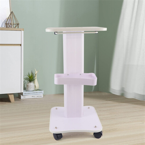 Salon Trolley Cart with Silent Locking Wheels, DoubleLayer Storage and Ergonomic Arc Handle 27.5' H 2