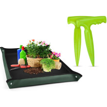 Garden Dibber Tool Set with Repotting Mat, Ergonomic T‑Handle Grip, Precise Depth, Indoor Outdoor Use