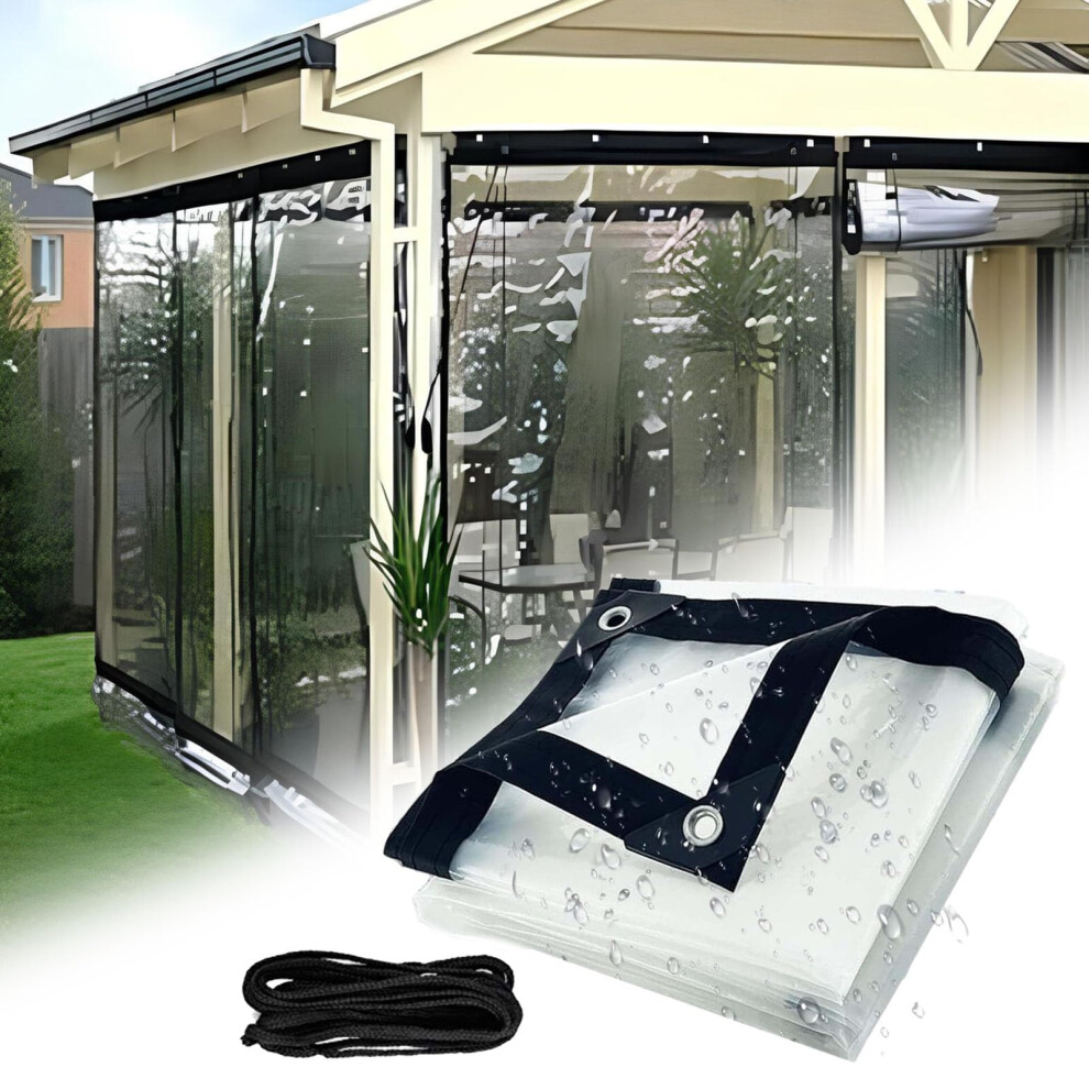 3X10 Ft Clear Pvc Tarp Waterproof Heavy Duty Vinyl Tarpaulin Sheet With Reinforced Grommet Edges For Patio And Garden 9771547908913