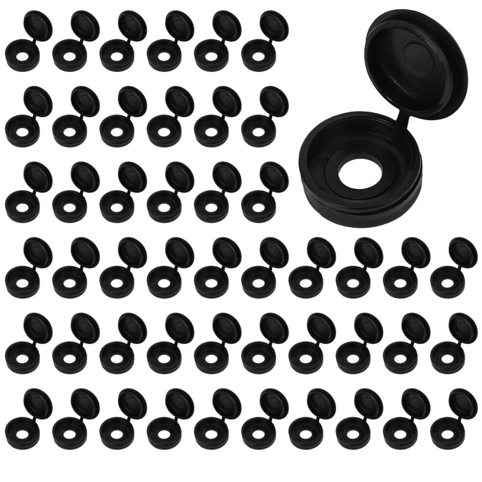 200 Pcs Black Plastic Screw Cover Caps, 6Mm Hinged Bolt Covers For Furniture And Automotive Trim 9330225385813