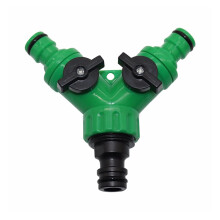 3/4 Inch Y Shape Garden Hose Connector with Quick Coupling and Leakproof Dual Flow Splitter for Outdoor Use