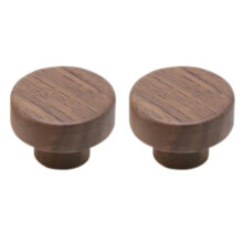 2 Pack Walnut Wood Cabinet Knobs Drawer Pulls, Classic Retro Design, Durable Natural Wood D35mm