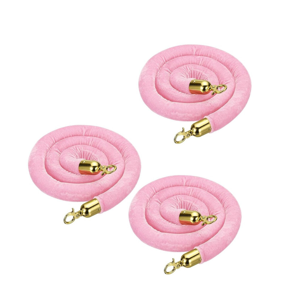 Velvet Stanchion Rope 3 Pack 4Ft With Polished Hooks, Elegant Velvet Finish Crowd Control Barrier Rope For Events 9771547908982