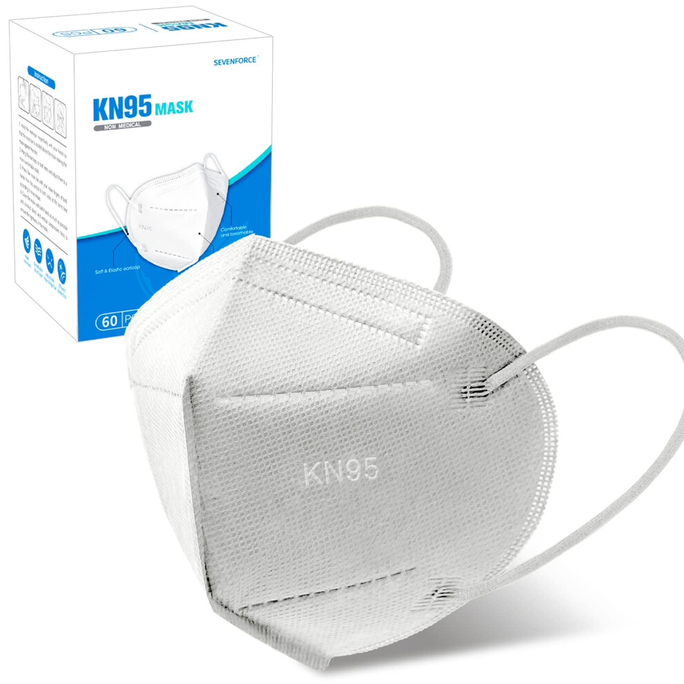 Kn95 Face Mask For Kids 60 Pack, 5Ply Disposable Childsize Masks With 95% Filtration Efficiency, Breathable White Design 9330225385882