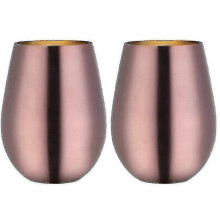 (Rose gold) 2 Pcs Wine Tumbler Stainless Steel Stemless Wine Glass For Travel