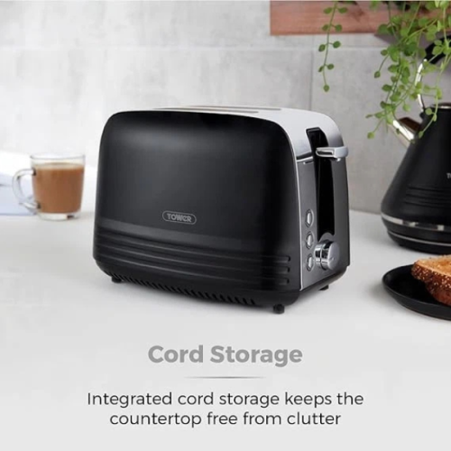 Tower Ash 2 Slice Toaster Black Chrome 7 Heating Levels 1