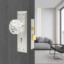 Crystal Glass Door Knobs Mortise Lock Set with Keyed Secure Vintage Design for Interior Doors Silver