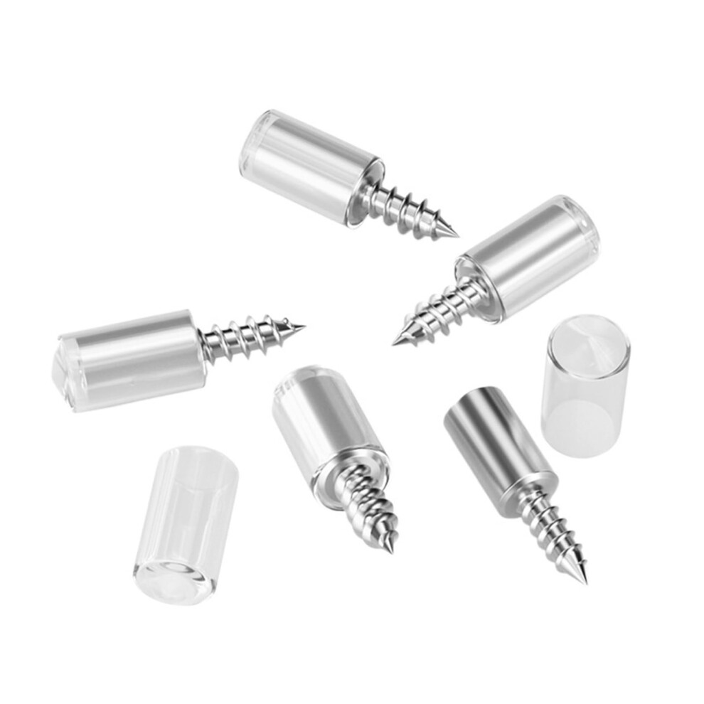Transparent Selftapping Screws 2.5Cm With Rubber Sleeve For Cabinet Partition Fasteners, Durable Clear Wardrobe Support Set 16Pcs 9330225385981