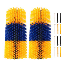 Horse Grooming Brush Set 2PCS Yellow Livestock Scratcher for Horse Cow Sheep, Itch Relief Massage, Easy Screw Install