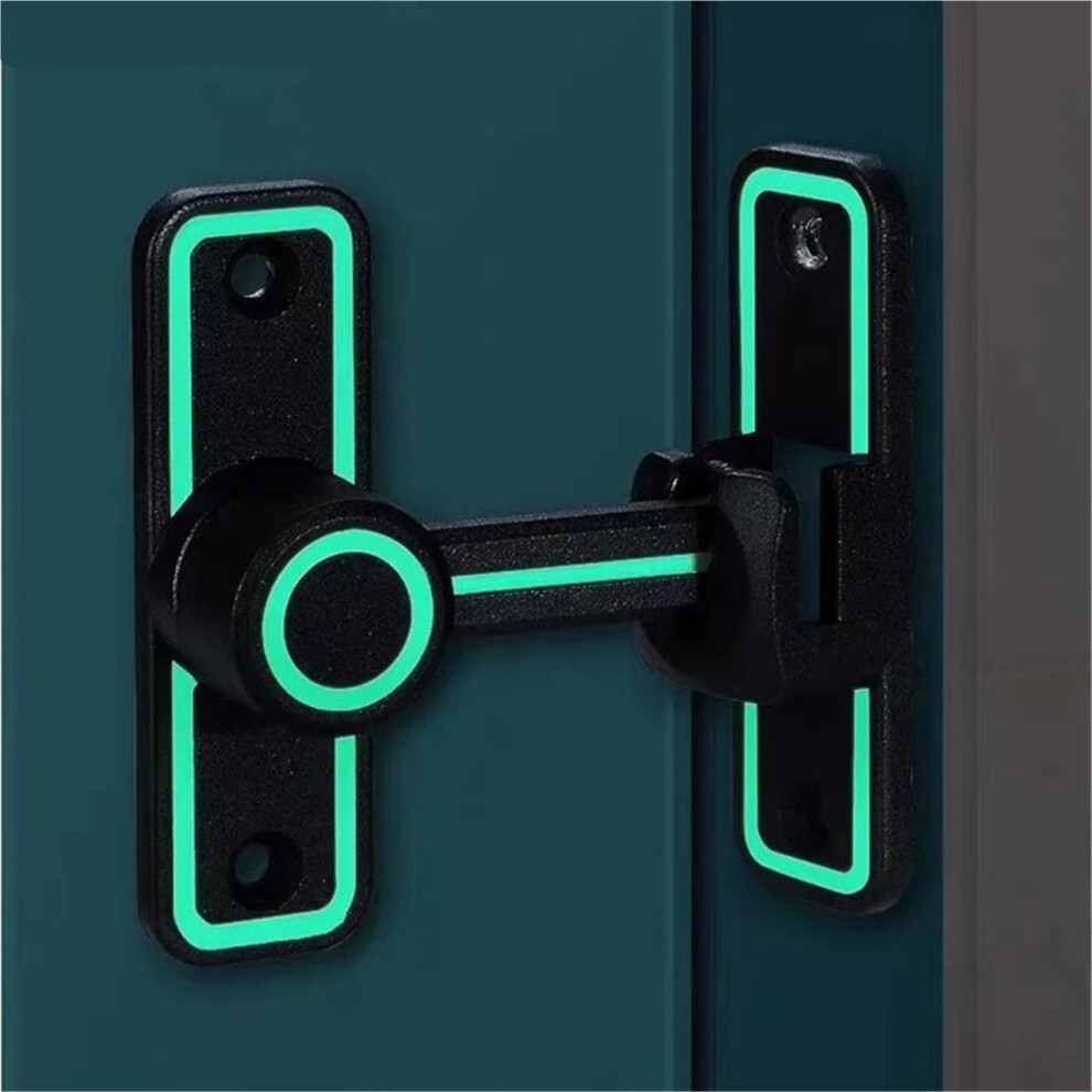 90 180 Dual Purpose Sliding Door Lock With Luminous Buckle Punch Interior Door Latch Black 9351714619769