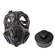 CBRN Full Face Gas Mask with Hydration System, 40mm NATO Filter, Wide Visibility, Black