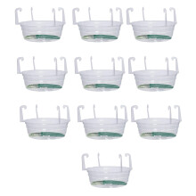 10 Pcs 10 Inch Clear Hanging Plant Saucers with Hooks, LeakProof Water Catcher Trays for Indoor Outdoor Pots