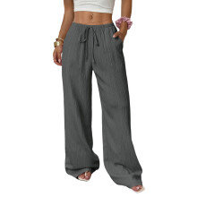 Women's wide-leg pants, summer fashion,-Dark Grey XL