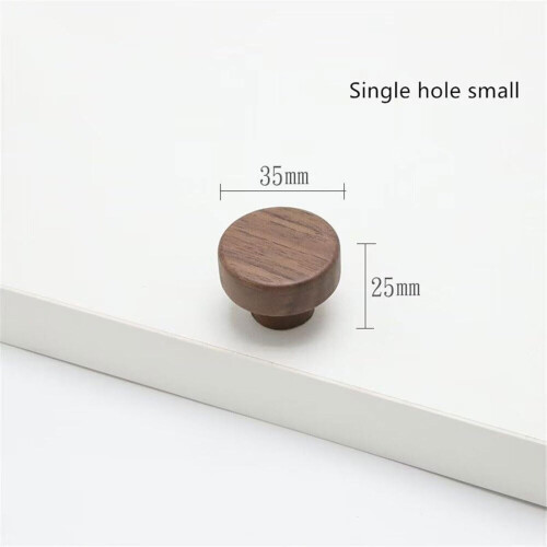 2 Pack Walnut Wood Cabinet Knobs Drawer Pulls, Classic Retro Design, Durable Natural Wood D35mm 1