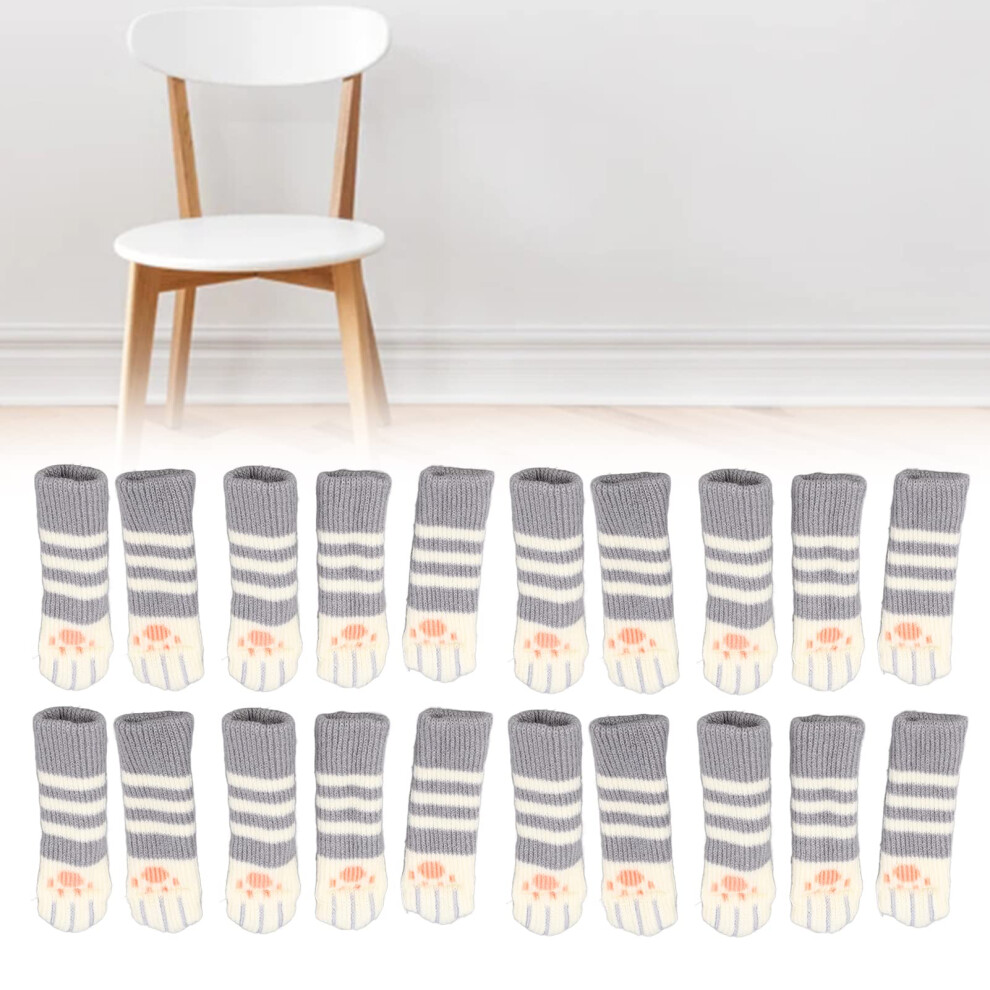 20Pcs Dark Gray Knitted Chair Leg Socks, DoubleâThick Furniture Leg Protectors For Floor Scratch Protection And Noise Reduction 9310869652229