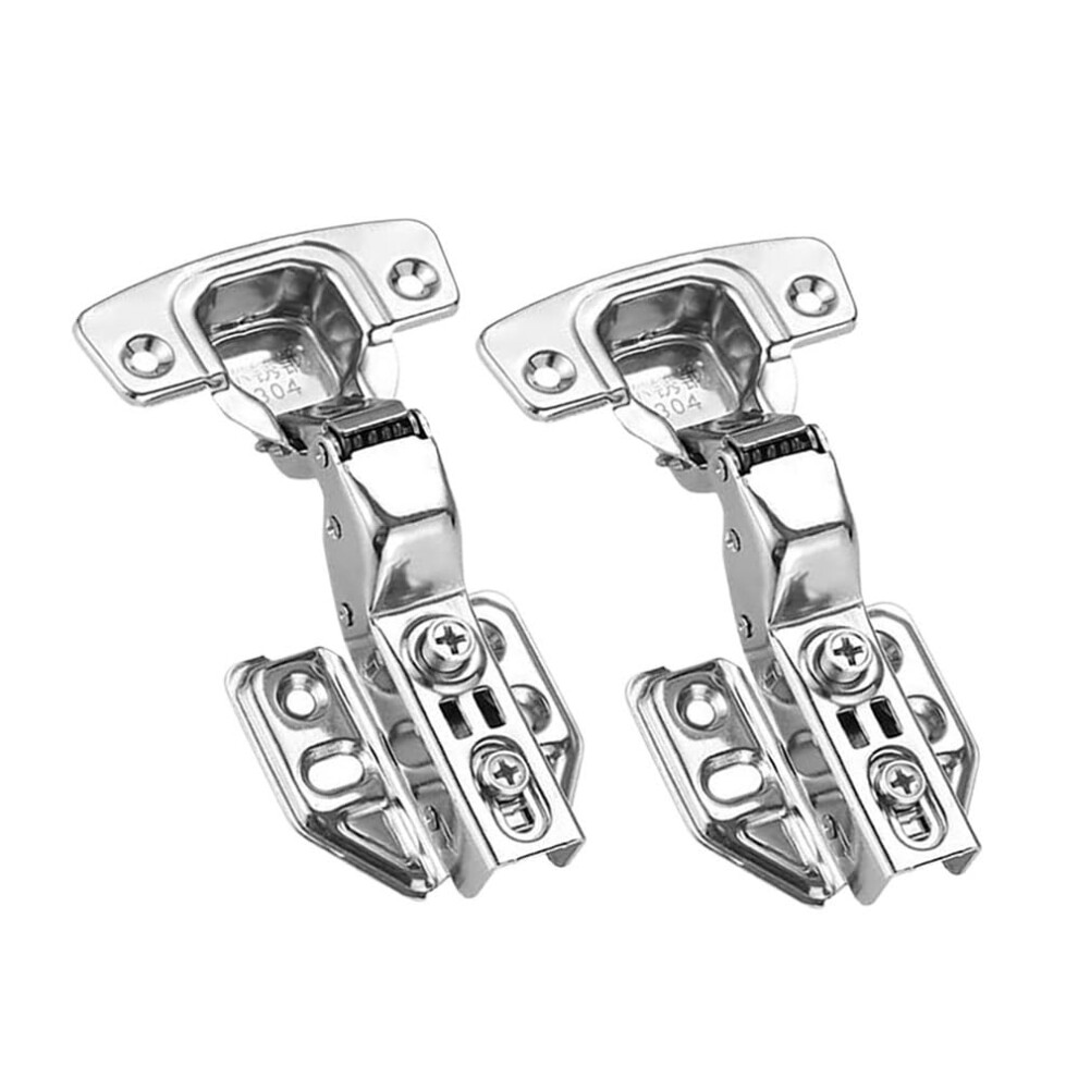 2 Pcs Soft Close Cabinet Hinges Stainless Steel Hydraulic Concealed Hinges With Screws Inset Quiet 9330225386612