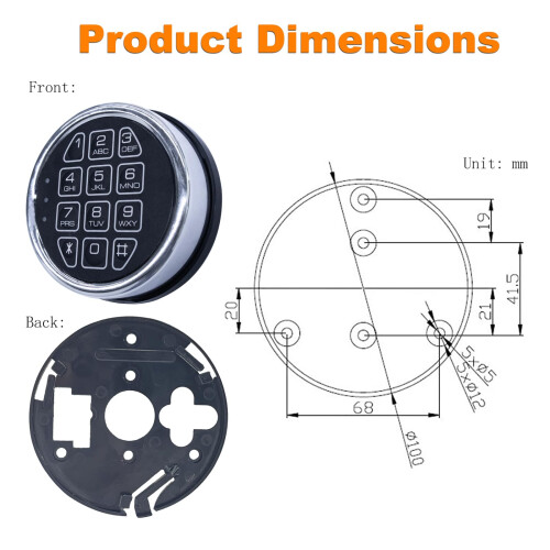 Chrome Electronic Safe Lock with Solenoid, Programmable Keypad for Gun Safe, Security Alloy Design 1