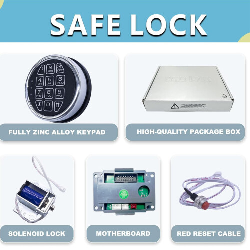 Chrome Electronic Safe Lock with Solenoid, Programmable Keypad for Gun Safe, Security Alloy Design 2