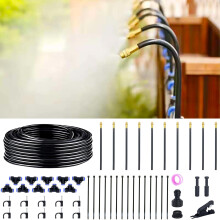Garden Irrigation System 30FT 40FT Drip Irrigation Kit with Adjustable 360 Misting and Brass Fittings for Greenhouse and Outdoor Plants