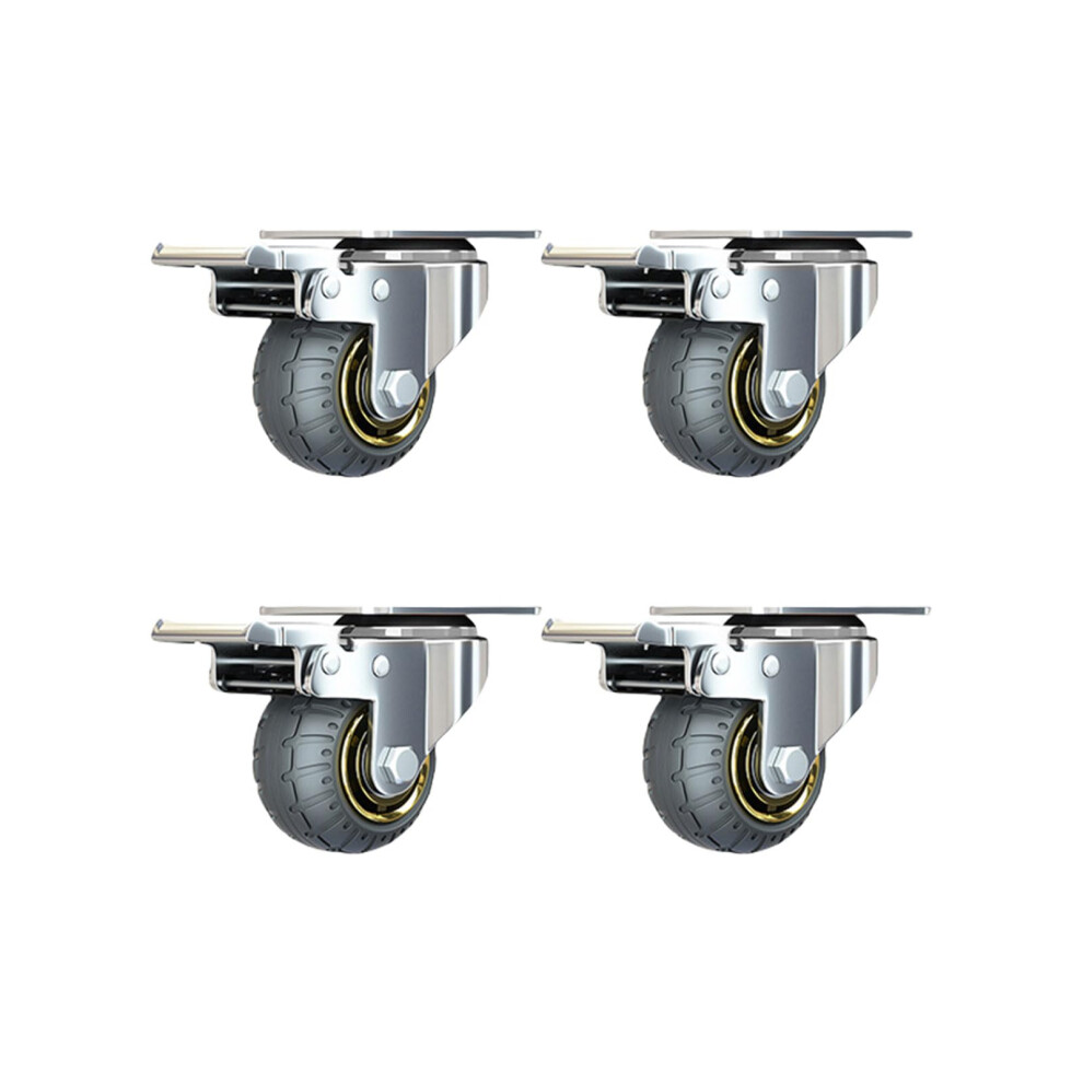 4Pcs 3 Inch Heavy Duty Swivel Caster Wheels, Soft Rubber Furniture Casters For Smooth Low Noise Mobility 9330225386964