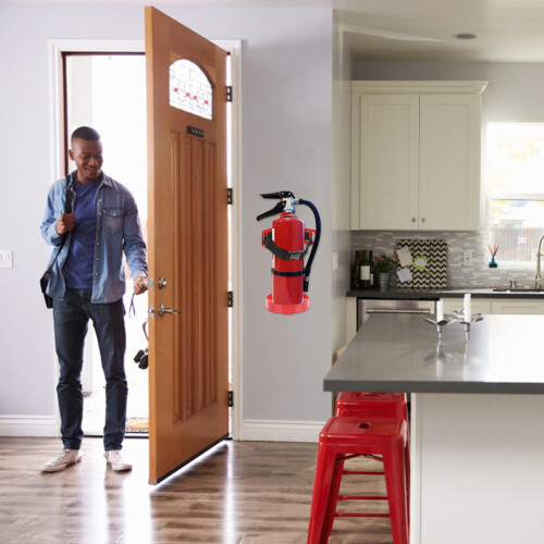 Fire Extinguisher Wall Mount Bracket with Adjustable Straps, Durable Iron Holder for Home and Office 2