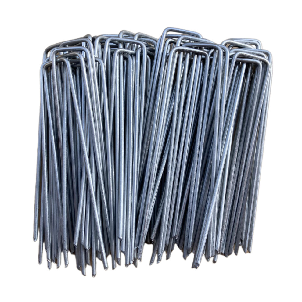 6 Inch Heavy Duty Galvanized Garden Staples 100 Pack Rustresistant Ushaped Landscape Fabric Stakes 9330225387138