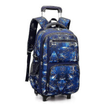 (2 wheels blue) School Bag With Wheels School Rolling Backpack Wheeled Bag Students Kids Trolley Bags For Boys Travel Luggage With Lunch Box Hk