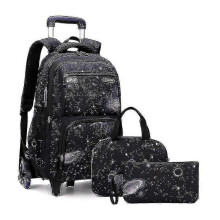 (6 wheels set3) School Bag With Wheels School Rolling Backpack Wheeled Bag Students Kids Trolley Bags For Boys Travel Luggage With Lunch Box Hk
