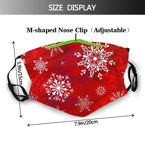 Reusable Face Mask with Christmas Snowflake Pattern, Adjustable Unisex Washable Breathable Design 2