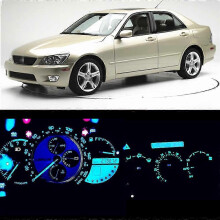 (Blue crystal) Led Light Instrument Kit For Lexus Is300 2001 - 2005, 12 Parts, Gauge Panel, Dashboard Bulb, Climate Control Lights, Clock - White
