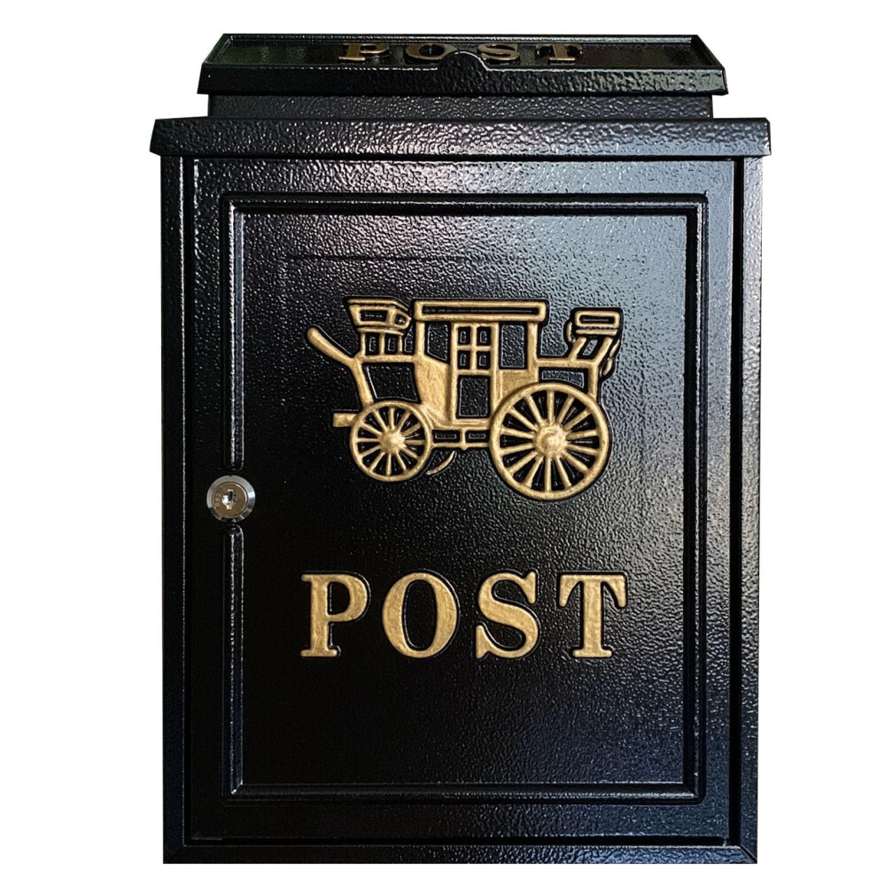 Locking Wall Mount Mailbox, Large Capacity Weatherproof Galvanized Steel Mailbox With Keys, Black 16'X11'x5' 9073542057277