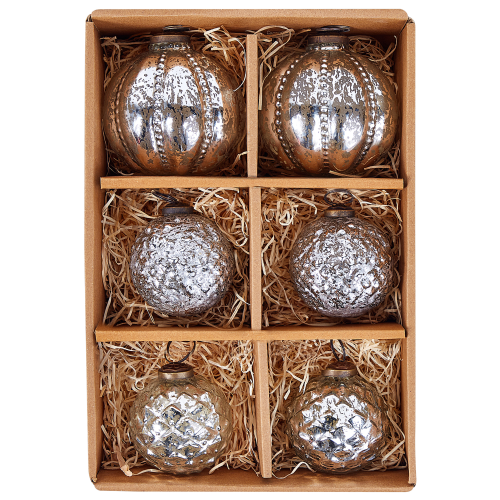 Beliani Set of 6 Baubles ARGENTIN Glass Silver 2