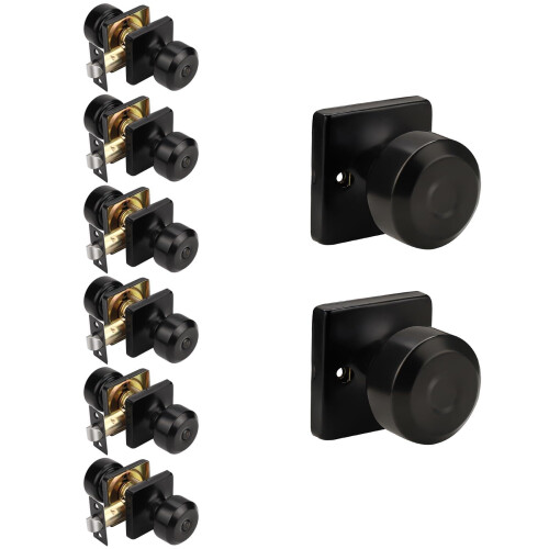 Matte Black Interior Door Knobs 6 Pack Privacy and 2 Pack Dummy Set for Bedroom Bathroom Closet