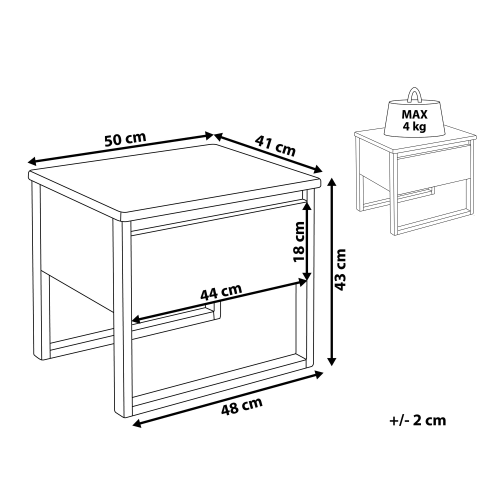 Beliani 1 Drawer Bedside Table GIULIA Pine Wood White 2