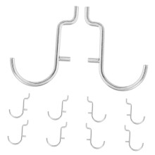 10pcs Heavy Duty Metal Pegboard Hooks for Tools Garage Storage Stainless Steel Hangers