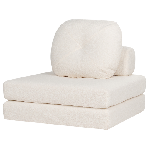 Beliani Single Sofa Bed OLDEN Boucle White 2