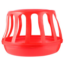 Plastic Chicken Feeder with Divider Guard, Easy Clean Poultry Feeding Bucket for Farms and Coops
