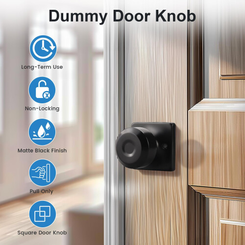 Matte Black Interior Door Knobs 6 Pack Privacy and 2 Pack Dummy Set for Bedroom Bathroom Closet 2