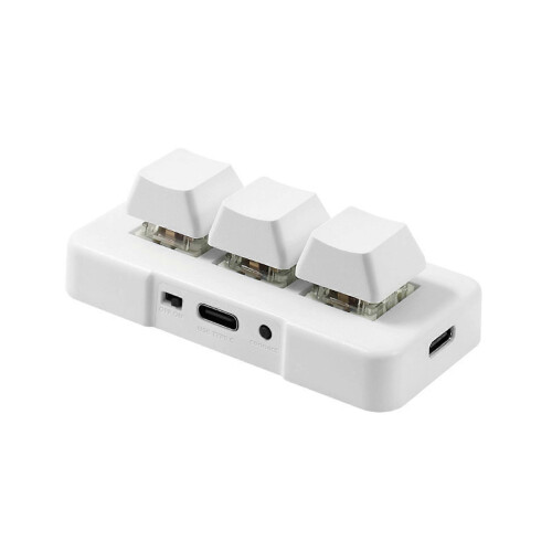 (White) 3 Keys Type-C RGB Custom Keypad Macro Programmin Keys E-sports Game Mini Keypad for Mechanical Keyboard Plug-Play  White