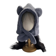 (Blue) Oversized Hat Scarf Photo Props New Year Halloween Gift for Adults Kids Cute Ears Y2K Halloween Headwear White