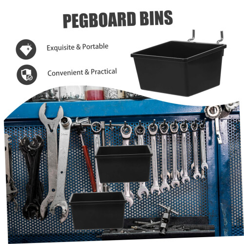 Pegboard Organizer Bins Set of 5, Quick Mount Durable Storage for Garage and Workshop Tools 2
