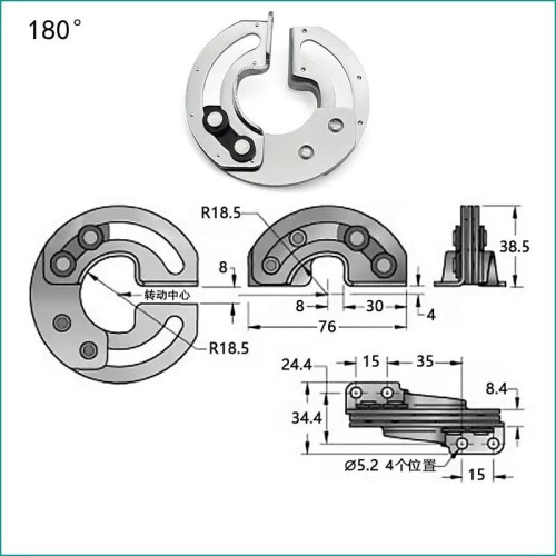 Hidden 180 Degree Cabinet Hinge with Durable Metal Construction, Smooth Pivot Motion, Easy Installation 1