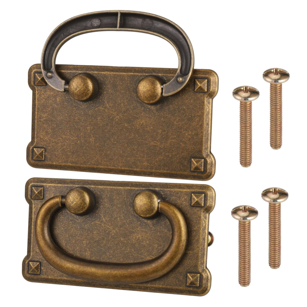 2Pcs Antique Bronze Drawer Handles Vintage Ring Pulls Durable Zinc Alloy For Cabinet Dresser Cupboard 9351714536370