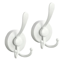Heavy Duty Waterproof Suction Cup Hooks for Bathroom and Kitchen, NoDrill Wall Mount, White 2 Pack